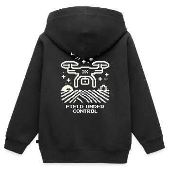 Drohne aktiv, Feldüberwachung & Präzisionsackerbau - Kinder Premium Organic Zip Hoodie - Schwarz - Hinten - AI Model Kid Male (0cm)