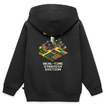 Ackerbau = RTS | Ressourcenmanagement mit Diesel - Kinder Premium Organic Zip Hoodie - Schwarz - Hinten - AI Model Kid Male (0cm)