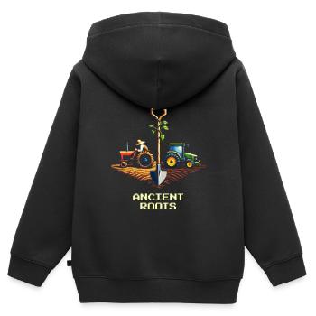 Hightech & Hoftradition | Moderne Landwirtschaft - Kinder Premium Organic Zip Hoodie - Schwarz - Hinten - AI Model Kid Male (0cm)