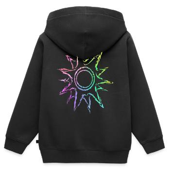 Sonne bunter Farbverlauf - Kinder Premium Organic Zip Hoodie - Schwarz - Hinten - AI Model Kid Male (0cm)
