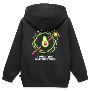 Passez au niveau supérieur | Chuchoteur d’avocat avec XP Power-Up - Sweat Premium à capuche zippé enfant bio - noir - Dos - AI Model Kid Male (0cm)