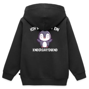 I'm now a kindergarten kid Penguin Kita - Kids Premium Organic Zip-up Hoodie - black - Back - AI Model Kid Male (0cm)