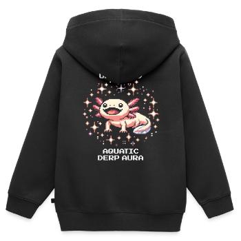 Aura d’axolotl | Amphibien drôle Rétro Pixel - Sweat Premium à capuche zippé enfant bio - noir - Dos - AI Model Kid Male (0cm)