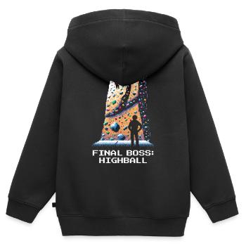Final Combat: Highball | Bouldern Pixel Art - Kinder Premium Organic Zip Hoodie - Schwarz - Hinten - AI Model Kid Male (0cm)