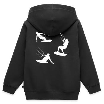 Kitesurfing Watersports Kiteboarding Kitesurfer - Kinder Premium Organic Zip Hoodie - Schwarz - Hinten - AI Model Kid Male (0cm)
