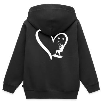 Kitesurfing Watersports Kiteboarding Heart - Kinder Premium Organic Zip Hoodie - Schwarz - Hinten - AI Model Kid Male (0cm)