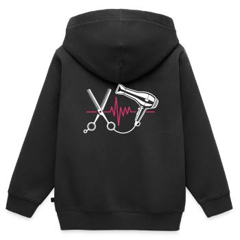 Friseur Friseurin Haarschnitt - Kinder Premium Organic Zip Hoodie - Schwarz - Hinten - AI Model Kid Male (0cm)