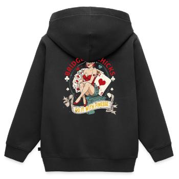 Les Bridge Players Bridge Chicks le font avec finesse - Sweat Premium à capuche zippé enfant bio - noir - Dos - AI Model Kid Male (0cm)