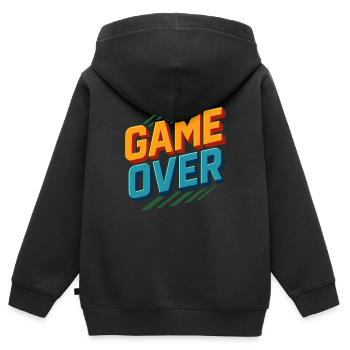 Game Over – Retro Gamer Design - Kinder Premium Organic Zip Hoodie - Schwarz - Hinten - AI Model Kid Male (0cm)