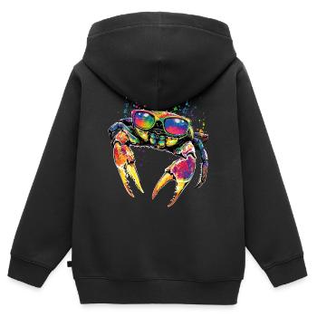 Crabe Crabe Crustacés Crabe Crabe de rivage Écrevisses - Sweat Premium à capuche zippé enfant bio - noir - Dos - AI Model Kid Male (0cm)