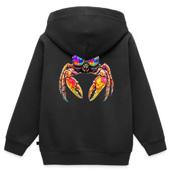 Crabe Crabe Crustacés Crabe Crabe de rivage Écrevisses - Sweat Premium à capuche zippé enfant bio - noir - Dos - AI Model Kid Male (0cm)