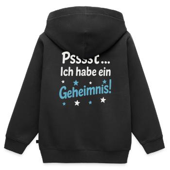Ich habe ein Geheimnis! | Süßes Überraschungsmotiv - Kinder Premium Organic Zip Hoodie - Schwarz - Hinten - AI Model Kid Male (0cm)