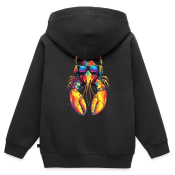 Homard Crustacés Grandes écrevisses Homard Homard doux - Sweat Premium à capuche zippé enfant bio - noir - Dos - AI Model Kid Male (0cm)