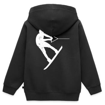Wakeboarder Wakeboard Wakeboarder Wakesurf - Sweat Premium à capuche zippé enfant bio - noir - Dos - AI Model Kid Male (0cm)