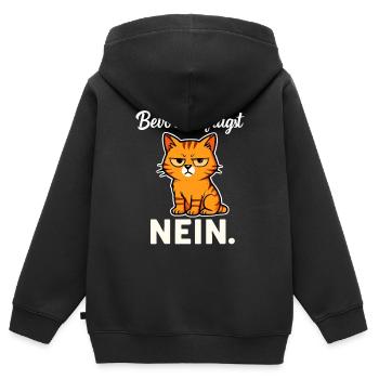 Before you ask – No! Sarcastic Cat - Kids Premium Organic Zip-up Hoodie - black - Back - AI Model Kid Male (0cm)