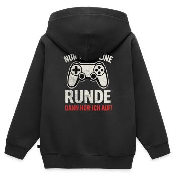 Nur noch eine Runde Gaming - Kinder Premium Organic Zip Hoodie - Schwarz - Hinten - AI Model Kid Male (0cm)
