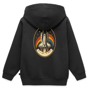 Retro Space Shuttle – Raketenstart Vintage - Kinder Premium Organic Zip Hoodie - Schwarz - Hinten - AI Model Kid Male (0cm)