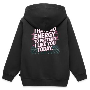 Je n’ai pas d’énergie pour faire semblant de t’aimer aujourd’hui Bureau - Sweat Premium à capuche zippé enfant bio - noir - Dos - AI Model Kid Male (0cm)