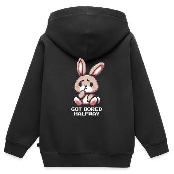 Tâche abandonnée | TDAH : affaiblissement de l’ennui - Sweat Premium à capuche zippé enfant bio - noir - Dos - AI Model Kid Male (0cm)