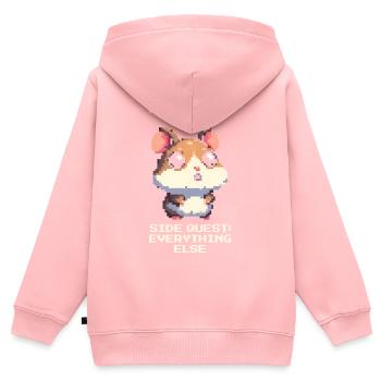 Focus : Quête principale | Quêtes secondaires du TDAH partout - Sweat Premium à capuche zippé enfant bio - rose - Dos - AI Model Kid Female (0cm)
