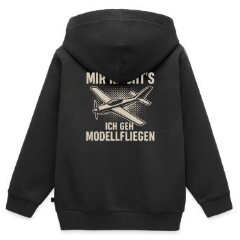 Mir reicht’s – Ich geh Modellfliegen - Kinder Premium Organic Zip Hoodie - Schwarz - Hinten - AI Model Kid Male (0cm)