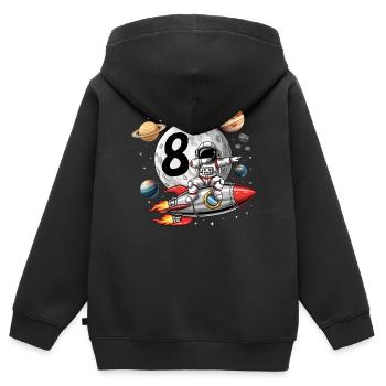 Astronaute 8 ans - Sweat Premium à capuche zippé enfant bio - noir - Dos - AI Model Kid Male (0cm)