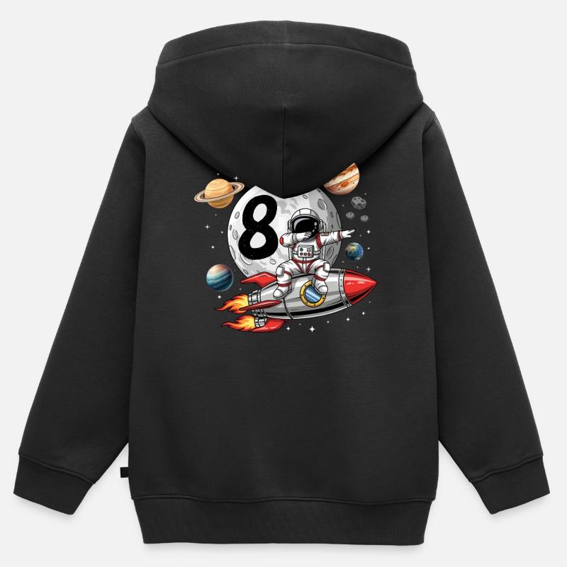 Astronaute 8 ans - Sweat Premium à capuche zippé enfant bio - noir