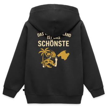 Majorque – Le plus bel État fédéral - Sweat Premium à capuche zippé enfant bio - noir - Dos - AI Model Kid Male (0cm)