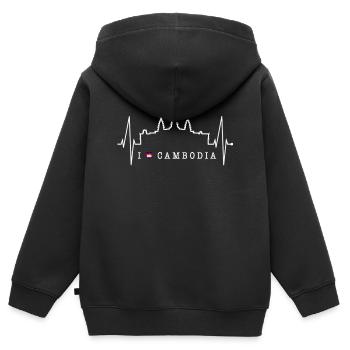 Kambodscha Skyline Herzschlag Siem Raep Angkor Wat - Kinder Premium Organic Zip Hoodie - Schwarz - Hinten - AI Model Kid Male (0cm)
