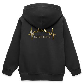 Kambodscha Skyline Herzschlag Siem Raep Angkor Wat - Kinder Premium Organic Zip Hoodie - Schwarz - Hinten - AI Model Kid Male (0cm)