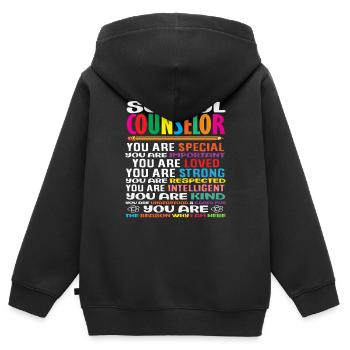 Schulberater Du Bist Besonders Geliebt - Kinder Premium Organic Zip Hoodie - Schwarz - Hinten - AI Model Kid Male (0cm)