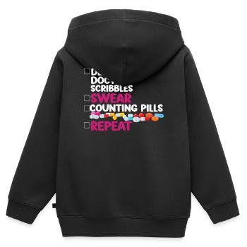 Technicien en pharmacie - Sweat Premium à capuche zippé enfant bio - noir - Dos - AI Model Kid Male (0cm)