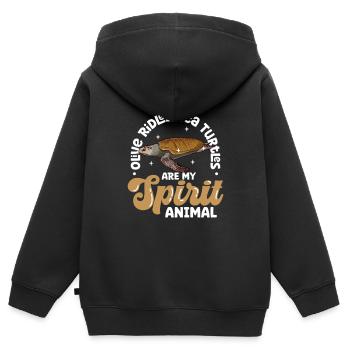Mon animal spirituel - Tortue du Pacifique - Sweat Premium à capuche zippé enfant bio - noir - Dos - AI Model Kid Male (0cm)