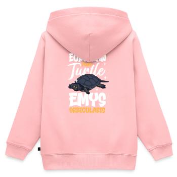 Tortue de l’étang - Sweat Premium à capuche zippé enfant bio - rose - Dos - AI Model Kid Female (0cm)