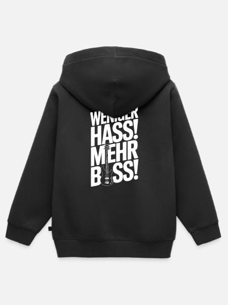 Weniger Hass, Mehr Bass! - Premium børne zip-hættetrøje økologisk - sort