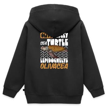 Tortue Ridley du Pacifique - Sweat Premium à capuche zippé enfant bio - noir - Dos - AI Model Kid Male (0cm)