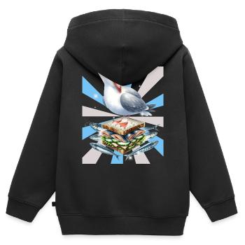 Reto Seagull Seagulls Sandwidsch Hareng - Sweat Premium à capuche zippé enfant bio - noir - Dos - AI Model Kid Male (0cm)