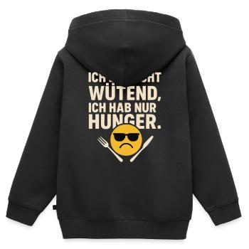 Ich bin nicht wütend ich hab nur Hunger Shirt - Kinder Premium Organic Zip Hoodie - Schwarz - Hinten - AI Model Kid Male (0cm)