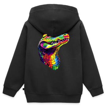 Krokodil Alligator Reptilien Kroko Liebe Krokodile - Kinder Premium Organic Zip Hoodie - Schwarz - Hinten - AI Model Kid Male (0cm)