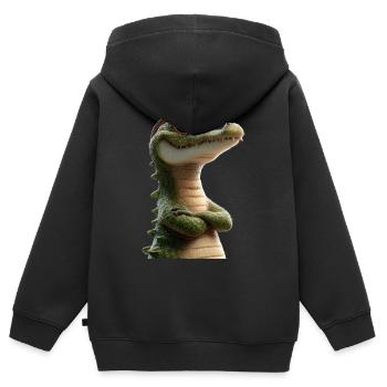 Krokodil Alligator Reptilien Kroko Liebe Krokodile - Kinder Premium Organic Zip Hoodie - Schwarz - Hinten - AI Model Kid Male (0cm)