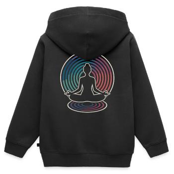 Zen-Meditation Wellenkreise - Kinder Premium Organic Zip Hoodie - Schwarz - Hinten - AI Model Kid Male (0cm)