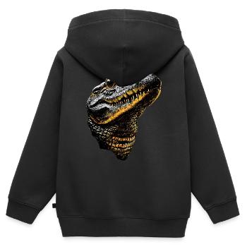 Krokodil Alligator Reptilien Kroko Liebe Krokodile - Kinder Premium Organic Zip Hoodie - Schwarz - Hinten - AI Model Kid Male (0cm)