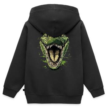 Krokodil Alligator Reptilien Kroko Liebe Krokodile - Kinder Premium Organic Zip Hoodie - Schwarz - Hinten - AI Model Kid Male (0cm)