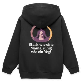 Stark wie eine Mama, ruhig wie ein Yogi - Kinder Premium Organic Zip Hoodie - Schwarz - Hinten - AI Model Kid Male (0cm)