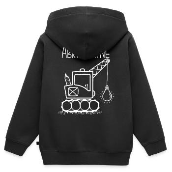 Abrissbirne Bagger Wortwitz Wortspiel - Kinder Premium Organic Zip Hoodie - Schwarz - Hinten - AI Model Kid Male (0cm)