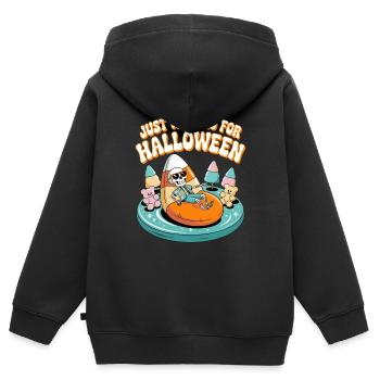 En attendant l’Halloween - Sweat Premium à capuche zippé enfant bio - noir - Dos - AI Model Kid Male (0cm)