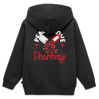 Technicien en pharmacie - Sweat Premium à capuche zippé enfant bio - noir - Dos - AI Model Kid Male (0cm)