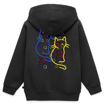 Retro Katze Katzen 60er - Kinder Premium Organic Zip Hoodie - Schwarz - Hinten - AI Model Kid Male (0cm)
