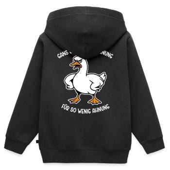 Gans schön viel Meinung für so wenig Ahnung - Kinder Premium Organic Zip Hoodie - Schwarz - Hinten - AI Model Kid Male (0cm)