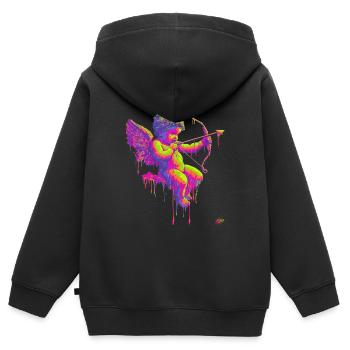 #NEon Amor - Kinder Premium Organic Zip Hoodie - Schwarz - Hinten - AI Model Kid Male (0cm)